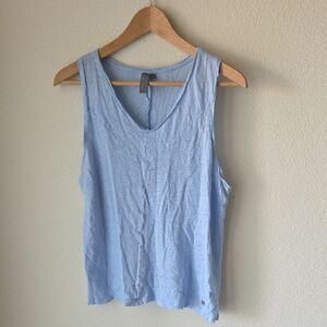 Sweaty Betty Sky Blue  100% Linen Tank Top Sz M Flowy Light Weight Travel Breezy
